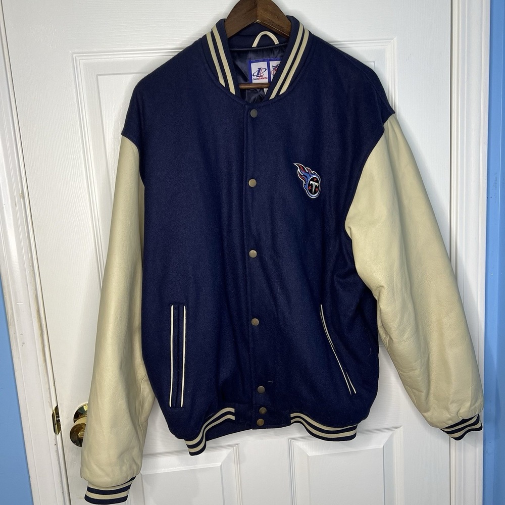 Tennessee Titans Letterman Jacket Size Med NFL Game Day Wool Leather